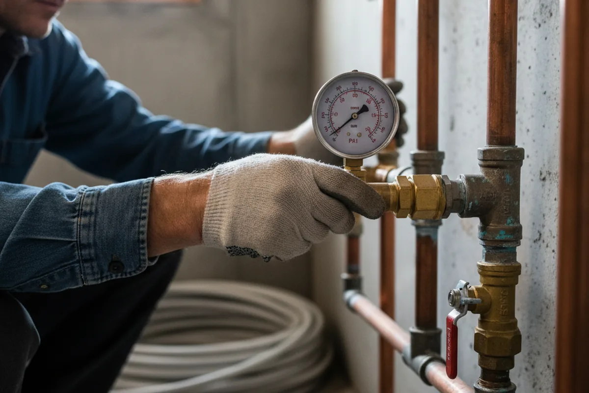 Pressure testing a repaired line during Water Line Repair in McDade
